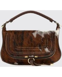 Chloé - Chlo&Eacute Marcie Animal Motif Leather And Pony Hair Handbag With Braided Handles - Lyst