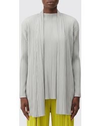 Pleats Please Issey Miyake - Pleated Crêpe V-Neck Long-Sleeved Cardigan - Lyst