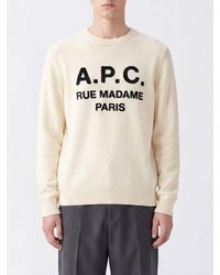 A.P.C. - Crewneck Virgin Wool Sweater With Contrast Logo Lettering - Lyst
