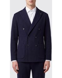 Lardini - Double-Breasted Virgin Wool Blazer With Peak Lapels - Lyst