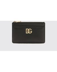 Dolce & Gabbana - Dolce &Amp Gabbana Smooth Leather Card Holder With Dg Logo And Zip Pocket - Lyst