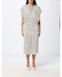 Stella McCartney - Polka-Dot Viscose Midi Sheath Dress With V-Neck - Lyst