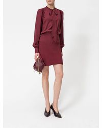 Twinset - Viscose Chemisier Mini Dress With Tie-Neck And Lace Inserts - Lyst