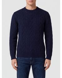 Ballantyne - Cable-Knit Wool Blend Crewneck Jumper With Long Sleeves - Lyst