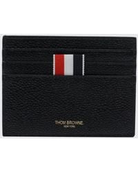 Thom Browne - Grained Calfskin Card Holder With Tricolour Grosgrain Loop - Lyst