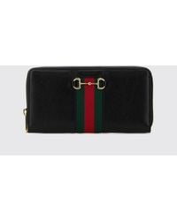 Gucci - Continental Horsebit Web Reißverschluss-Brieftasche Aus Kalbsleder Von - Lyst