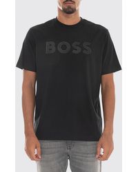 BOSS - Crew-Neck Cotton T-Shirt With Tone-On-Tone Logo - Lyst