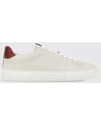 Versace - Bicolour Low-Top Calfskin Leather Trainers With Laminated Logo - Lyst