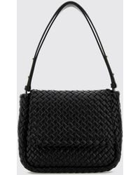 Bottega Veneta - Intrecciato Lambskin Crossbody Bag With Flap Closure - Lyst