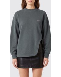 The Attico - Embroidered Logo Cotton Crewneck Sweatshirt With Side Slits - Lyst