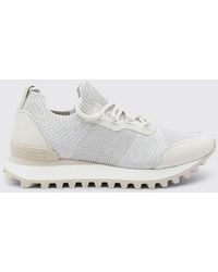 Eleventy - Crochet Technical Fabric And Leather Sneakers - Lyst
