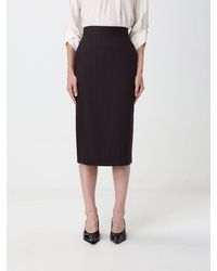 Elisabetta Franchi - High-Waisted Pinstripe Cool Wool Pencil Midi Skirt - Lyst