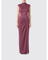 Balmain - High-Neck Ruched-Waist Jersey Long Sheath Gown - Lyst