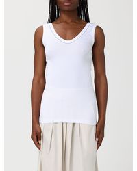 Brunello Cucinelli - Stretch Cotton Tank Top With Monile - Lyst