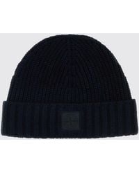 Stone Island - Pure Cashmere Beanie Hat With Cuffed Hem And Logo Patch - Lyst