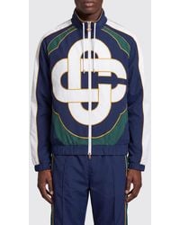 CASABLANCA - Lightweight High-Neck Bomber Jacket With Printed Logo - Lyst