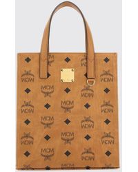 MCM - Aren Mini Coated Cotton Tote Bag With Visetos Logo Print - Lyst