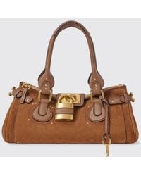 Chloé - Chlo&Eacute Paddington Suede Calfskin Handbag With Padlock - Lyst