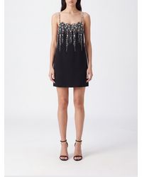 Valentino Garavani - Merino Wool Mini Sheath Dress With Rhinestones And Square Neck - Lyst