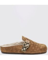 Burberry - Urchin Mules Von Aus Shearling Mit Vintage-Check-Muster Und Riemen - Lyst