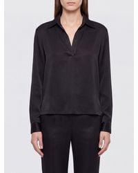 Tom Ford - V-Neck Silk Blouse With Long Dropped-Shoulder Sleeves - Lyst