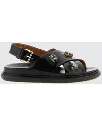 Marni - Ledersandalen Mit Kristallen - Lyst