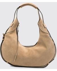 Moschino - Suede Calfskin Shoulder Bag With Logo - Lyst