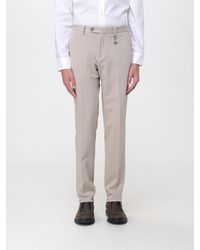 Manuel Ritz - Slim Fit Gabardine Chino Trousers With Off-Center Fastening - Lyst