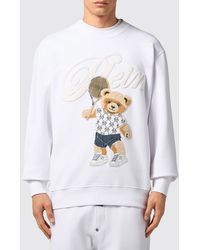 Philipp Plein - Sudadera De Algodón Con Cuello Redondo De Con Estampado Y Bordado De Oso De Peluche - Lyst