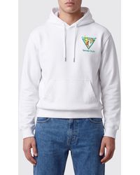 CASABLANCA - Embroidered Logo Organic Cotton Hoodie With Kangaroo Pocket - Lyst