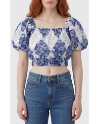 Twinset - Cropped Ramie Top With Floral Print - Lyst