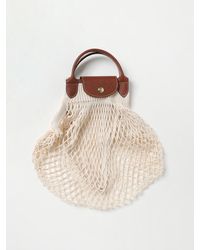 Longchamp - Le Pliage Filet L Tasche Aus Netz Und Genarbtem Leder - Lyst