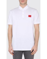 HUGO - Cotton Polo Shirt With Contrasting Logo And Three-Button Placket - Lyst