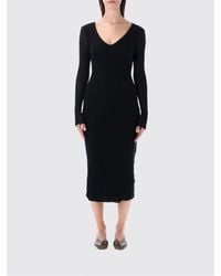 James Perse - Vestido Midi De Tubo De Algodón Y Cachemir Con Escote En V - Lyst