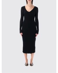 James Perse - V-Neck Cotton And Cashmere Midi Sheath Dress - Lyst