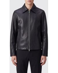sunflower - Leather Shirt Jacket With Classic Collar And Zip Closure - Lyst