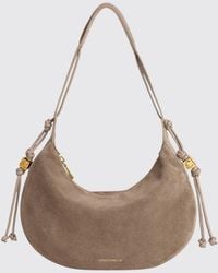 Coccinelle - Thess Suede Shoulder Bag With Metallic Logo - Lyst