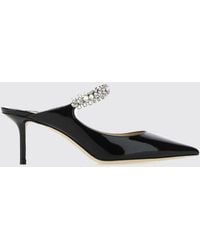 Jimmy Choo - Crystal-Embroidered Patent Leather Mules With Medium Heel - Lyst