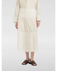 Momoní - Momon&Igrave A-Line Cotton Midi Skirt With Lace Inserts - Lyst