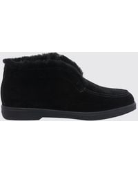 Santoni - Suede Ankle Boots With Shearling Lining - Lyst