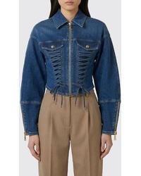 Elisabetta Franchi - Denim Bustier Jacket With Laces - Lyst