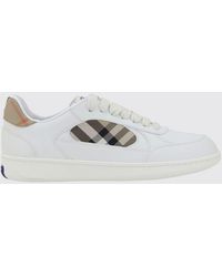Burberry - Terrace Calfskin Leather Sneakers With Vintage Check Inserts - Lyst