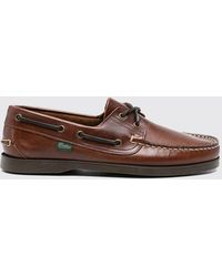 Paraboot - Smooth Calfskin Leather Boat Shoes With Rubber Soles - Lyst