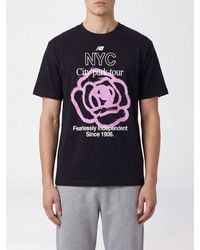 New Balance - Cotton Blend T-Shirt With Contrasting Graphic Logo Print - Lyst