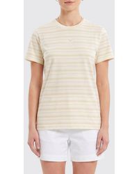 Maison Kitsuné - Maison Kitsun&Eacute Striped Cropped Lyocell T-Shirt With Embroidered Logo - Lyst
