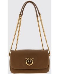 Pinko - Click Soft Horizontal Classic Monogram Lamb Leather Shoulder Bag - Lyst
