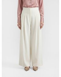 Brunello Cucinelli - Wide Leg Cotton Blend Trousers - Lyst