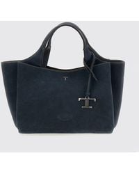 Tod's - Suede Calf Leather Handbag With Removable Shoulder Strap And Logo Charm - Lyst