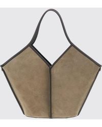 Hereu - Calella Flared Suede Leather Tote Bag With Double Handle And Removable Pouch - Lyst