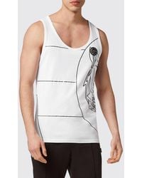 Philipp Plein - Slim Fit Cotton Tank Top With Hexagon Logo Print - Lyst
